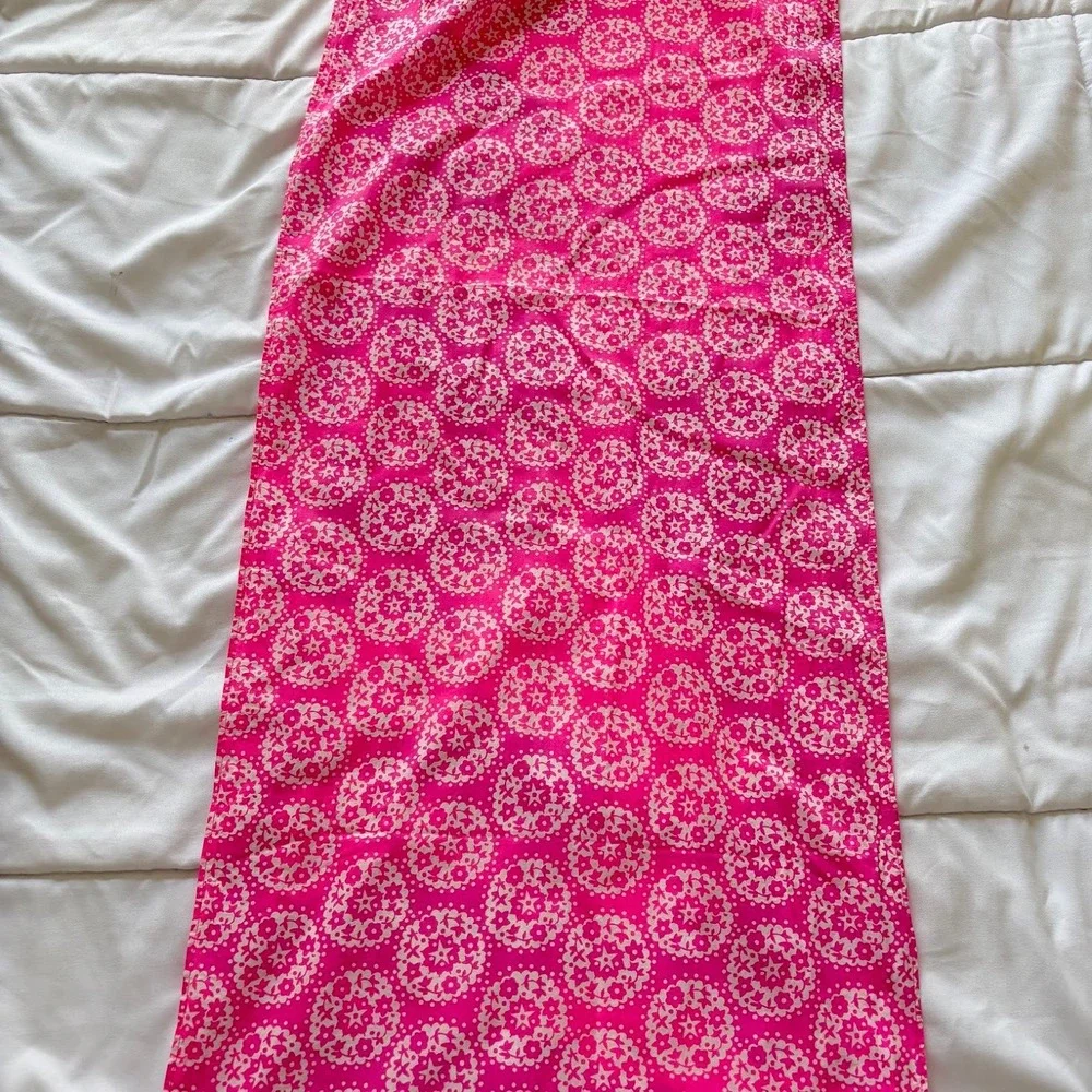 Mini Boden Girls Pink White Medallion Floral 100% Cotton Scarf Fringe One Size